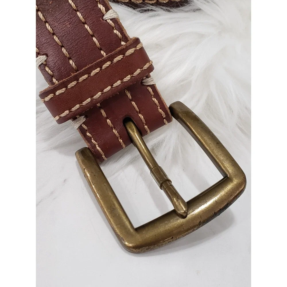 Lucky Brand Leather Stitched Belt 40 Men's 2.5